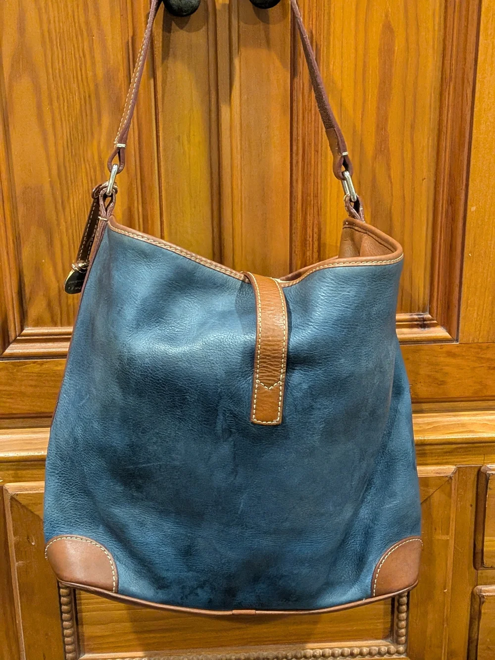 Dooney & Bourke Blue and Brown Leather Hobo Bag
